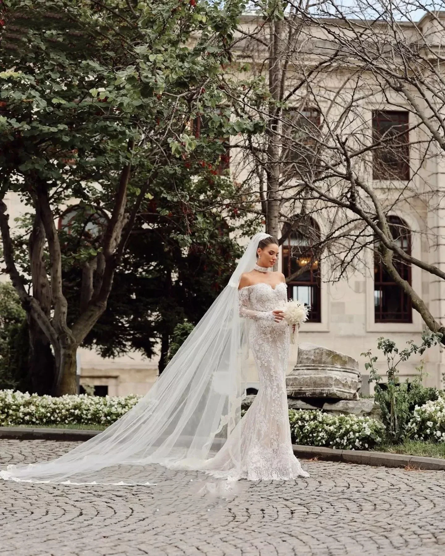 Flavinke Abiti da sposa in pizzo personalizzati Sirena con spalle scoperte Maniche lunghe Abiti da sposa Abiti da sposa Country Brides Dresse