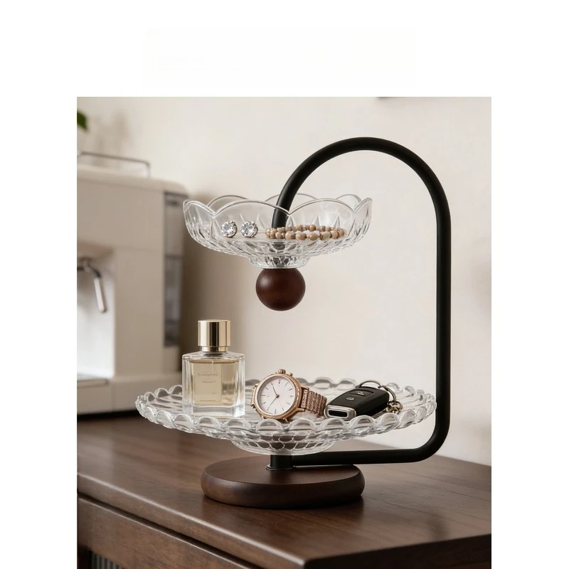 Double-layer glass storage rack, home living room coffee table fruit rack, light luxury exquisite shelf ornament 3