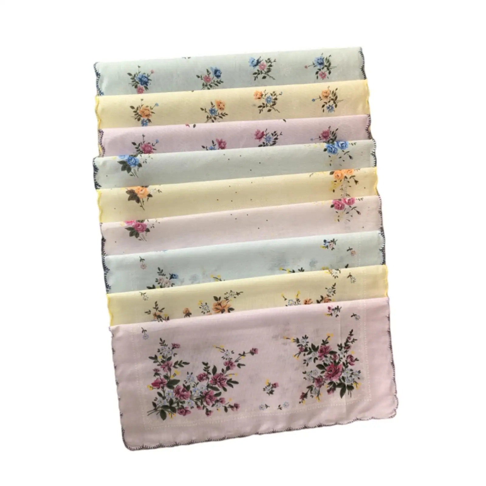 9x Handkerchiefs for Women Hanky Set Floral Print for Wedding Casual Celebration