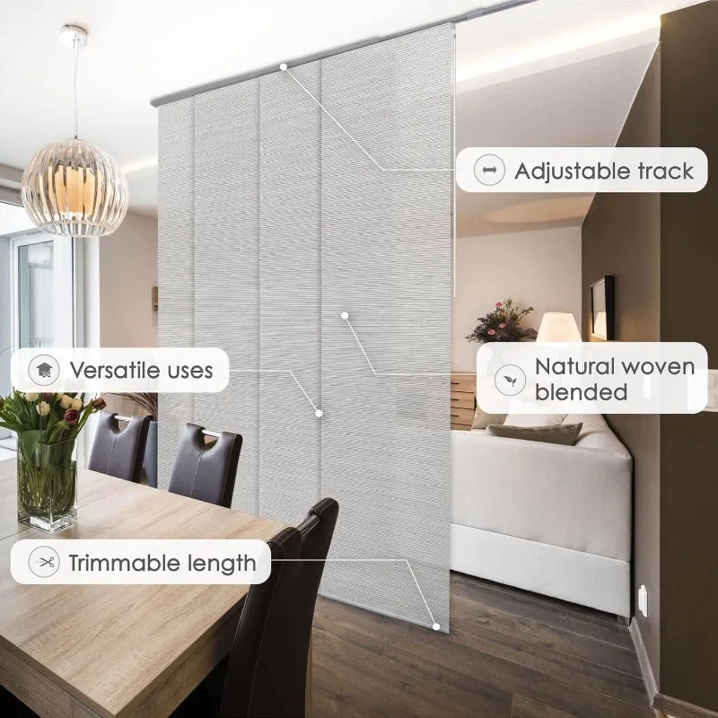 Design Adjustable Vertical Blinds for Patio Doors, Panel Track Blinds for Indoor Windows and Room Dividers, Extendable Tr