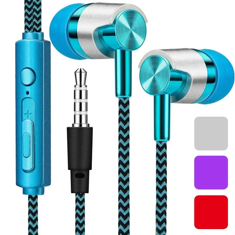 9D HIFI Heavy Bass Metall Verdrahtete Kopfhörer Digital 3,5mm AUX Mit Mikrofon In-Ear Ohrhörer Sport Musik Kopfhörer für Samsung Xiaomi Redmi