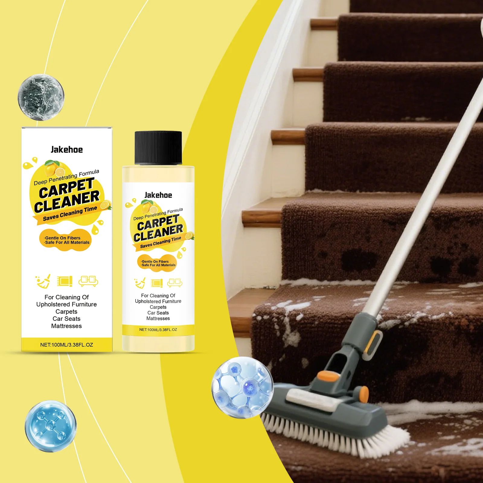 Carpet Cleaner for Fibers Eliminate Stubborn Stains Deodorization Odor Remover Effective Carpet Bubble Cleaner Foam for Fabric
