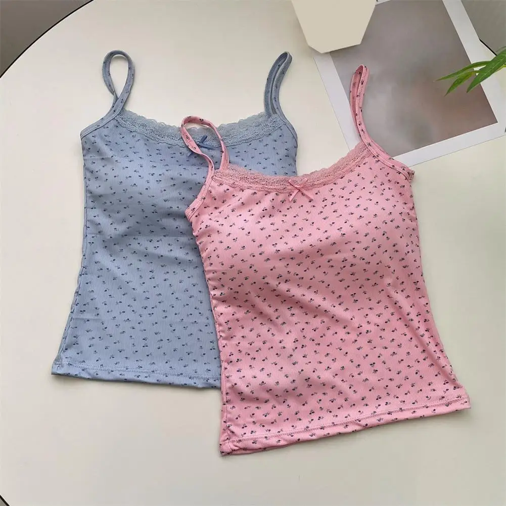 Women Padded Tank Top Women Padded Tank Tops Stylish Women's Lace Trim Tank Tops with Bow Decor Sexy Backless Crop for Summer