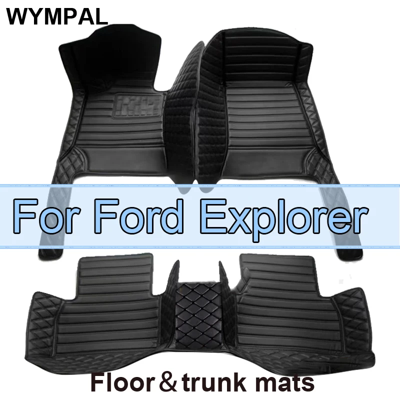 Car Floor Mat For Ford Explorer Classic U502 7seat 2016~2019 Non-slip Pad Waterproof Pads Rugs Leather Floor Mat Car Accessories