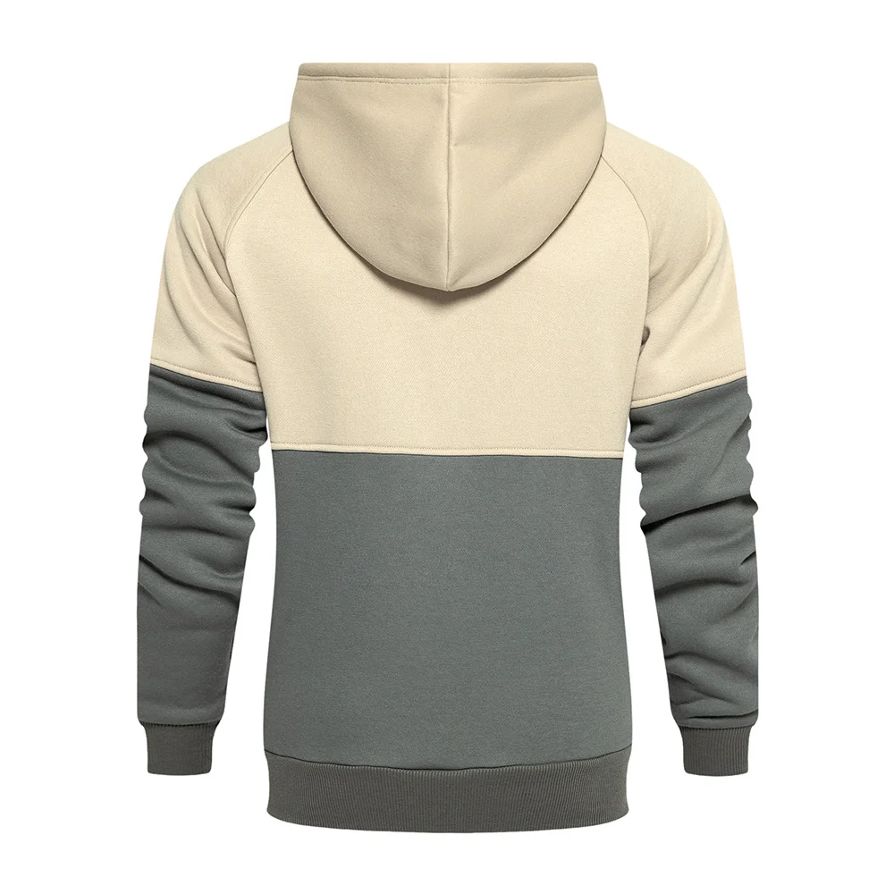 Mens Patchwork Hooded Sweatshirt Hoodies Men Brand Clothing Casual Loose Fleece Warm Streetwear Male Fashion Autumn Outwear