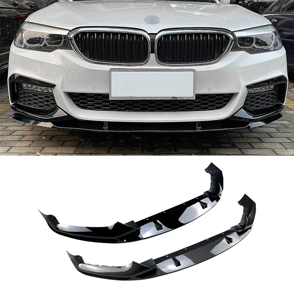 Front Bumper Lip Spoiler Splitter For BMW 5 Series G30 G31 M Sport 2017 2018 2019 2020 ABS Glossy black Car Styling Body kits