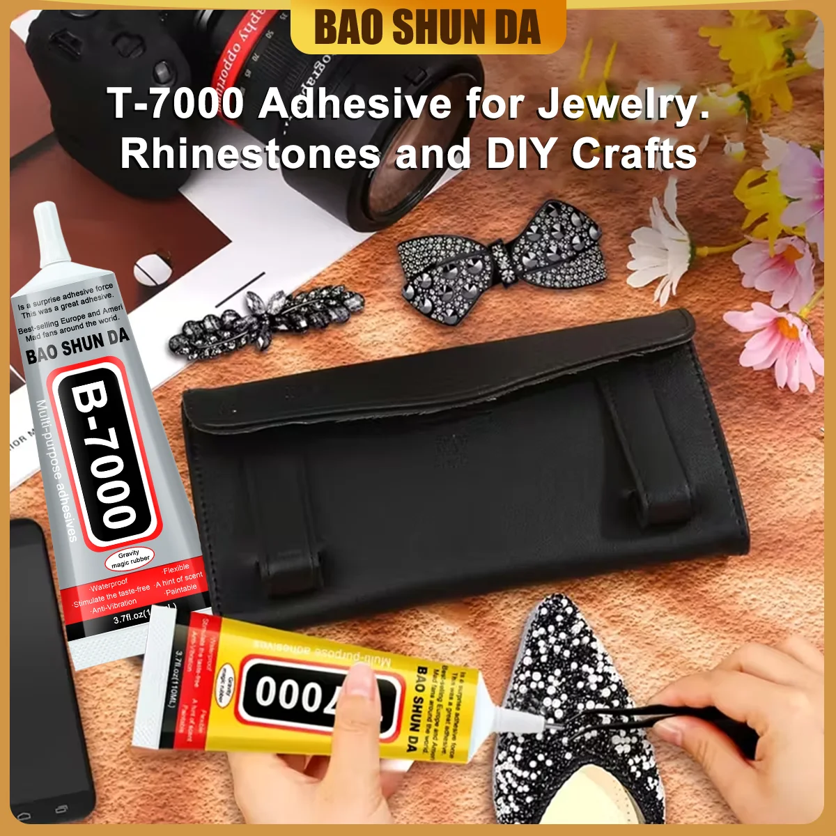 Colla adesiva nera T7000 da 15/50/110 ml per la riparazione del telefono, super colla multiuso trasparente fai da te B7000 con punta per applicatore di precisione