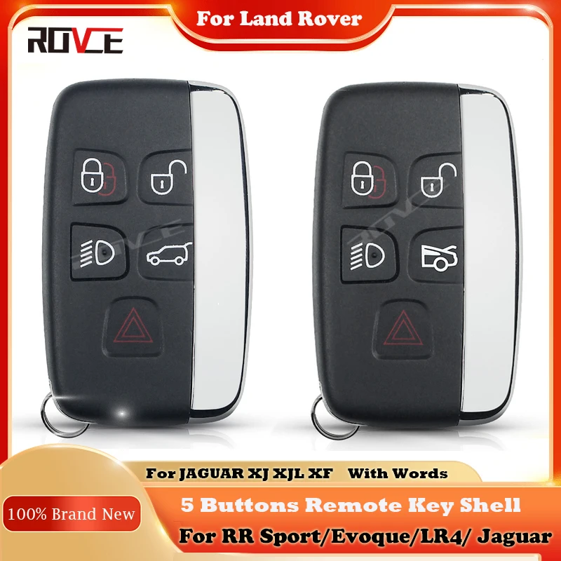 

ROVCE 5 Button Remote Car Key Shell With Words For Range Rover Sport /Evoque/LR4 /Freelander For Jaguar XE XJ XJL XF Smart Key