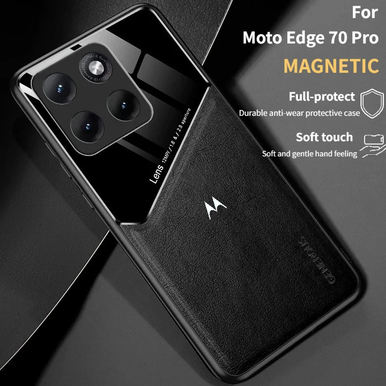 Luxuriöse Retro Schlichte PU-Leder Handyhülle für Motorola Moto Edge 70 Pro 60 Pro 50 Fusion+ G85 G75 Auto-Magnetische Stoßfeste Abdeckung