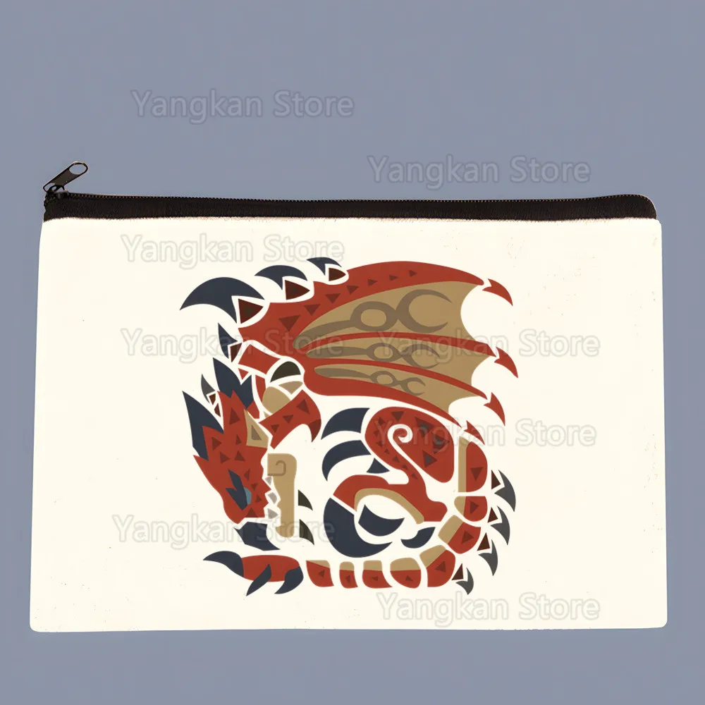 Monster Hunter Key Canvas-Karten-Geldbörse, weiblich, niedlich, einfach, Münze, Mini-Reißverschlusstasche