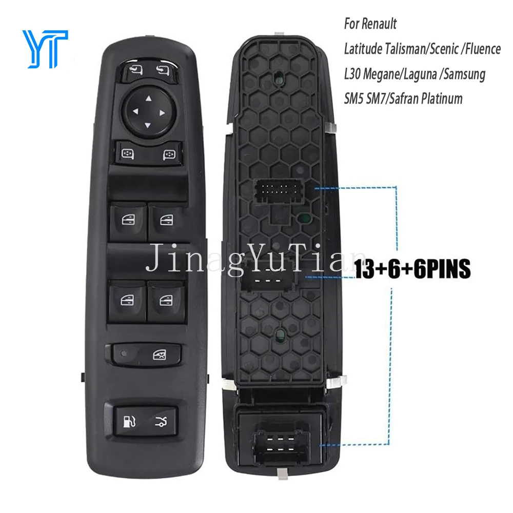 Botão do Painel de Controle do Tanque de Combustível e Interruptor do Vidro Elétrico Dianteiro Esquerdo para Renault Latitude L70 Talisman Samsung SM5 SM7 809611518R