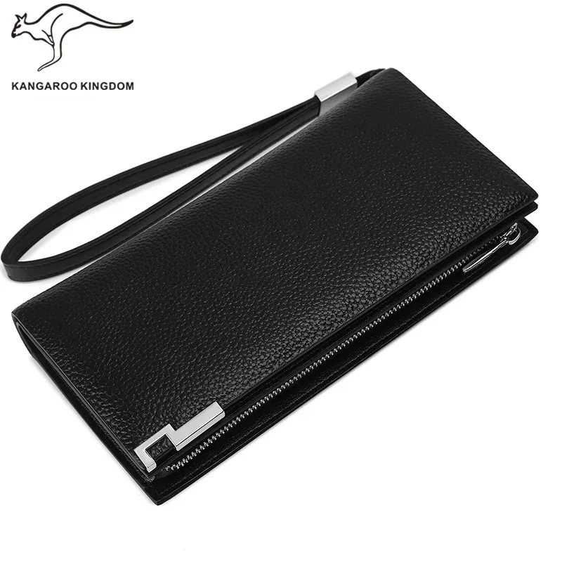 الكنغر المملكة الفاخرة جلد أصلي للرجال محفظة طويلة الأعمال الذكور العلامة التجارية مخلب حامل بطاقة المحفظة #1