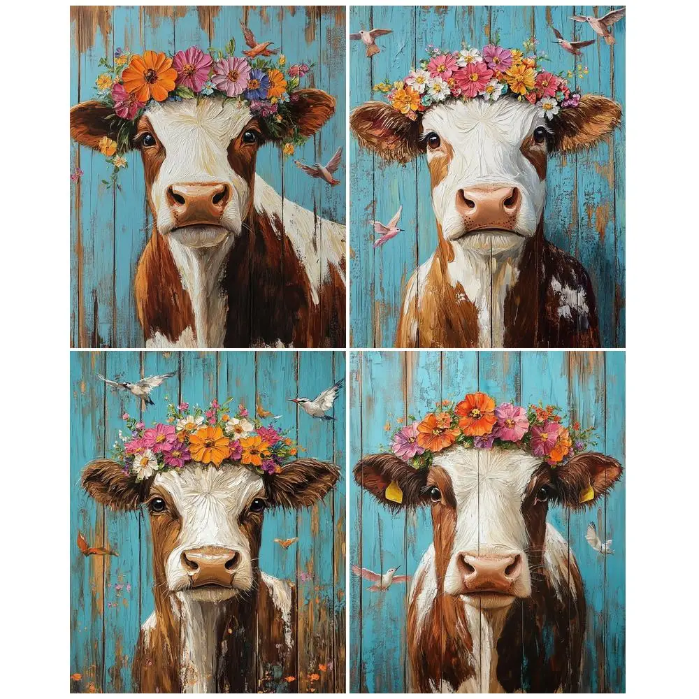 GATYZTORY Paint By Adult Numbers Kill Time Gift Pictures By Numbers Cattle and flower garlands Home Decoration Luxury Art Stuff