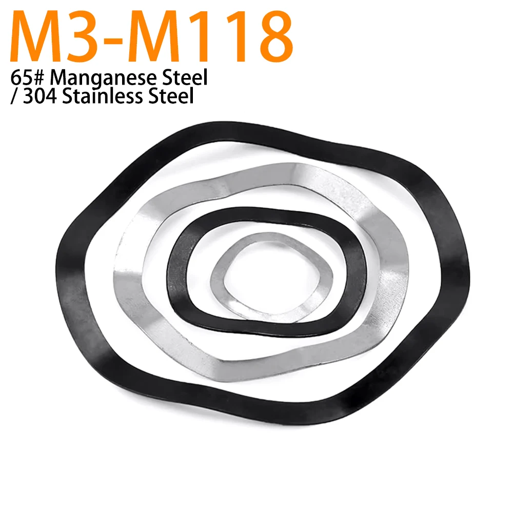 65# Manganese Steel M3 M4 M5 M6 M8 M10 M12 M14 M16 M19 M21 M24 M27-M118 Wave Washer 3/5/6/7 Wave Crest Type Gasket Spring Washer