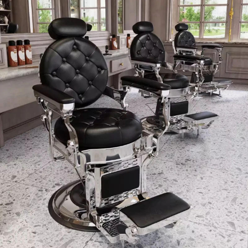 

High-end Vintage Oil Head Chair Men Haircut Chair Shave Facial Perm Sillas Giratorias Sillas Para Barbero Commercial Furniture