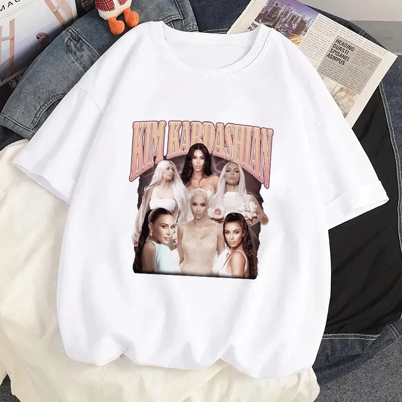 Kim-Kardashian Grafik Gedruckt T Shirt Harajuku Kurzarm T-shirts Mode Sommer Frauen Männer Casual Streetwear T-shirts Tops