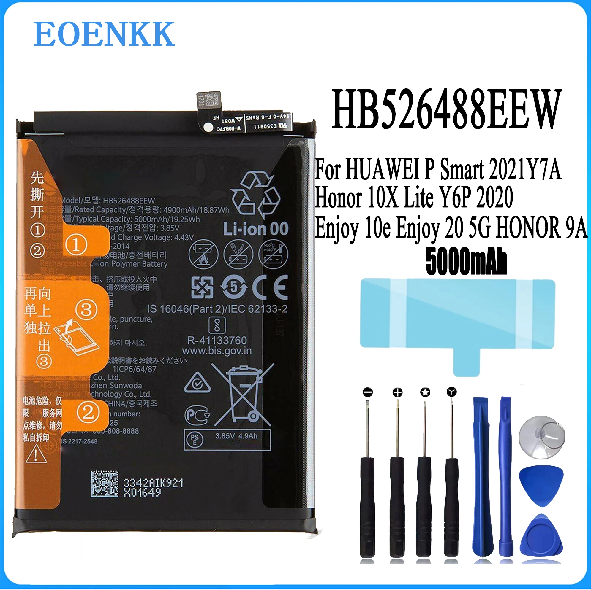 HB526488EEW Battery For huawei P Smart 2021 PPA-LX2 PPA-L22 L02B L22B Honor 10x Lite Original Capacity Phone Batteries