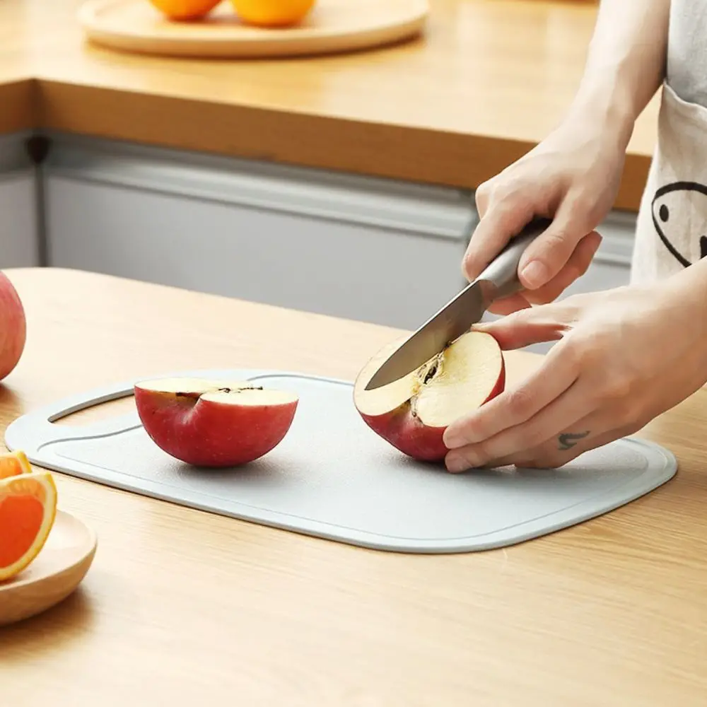 Rectangle Nonslip Plastic Cutting Board with Groove Hangable Chopping Board Frosted Texture Handle Chopping Block Vegetable
