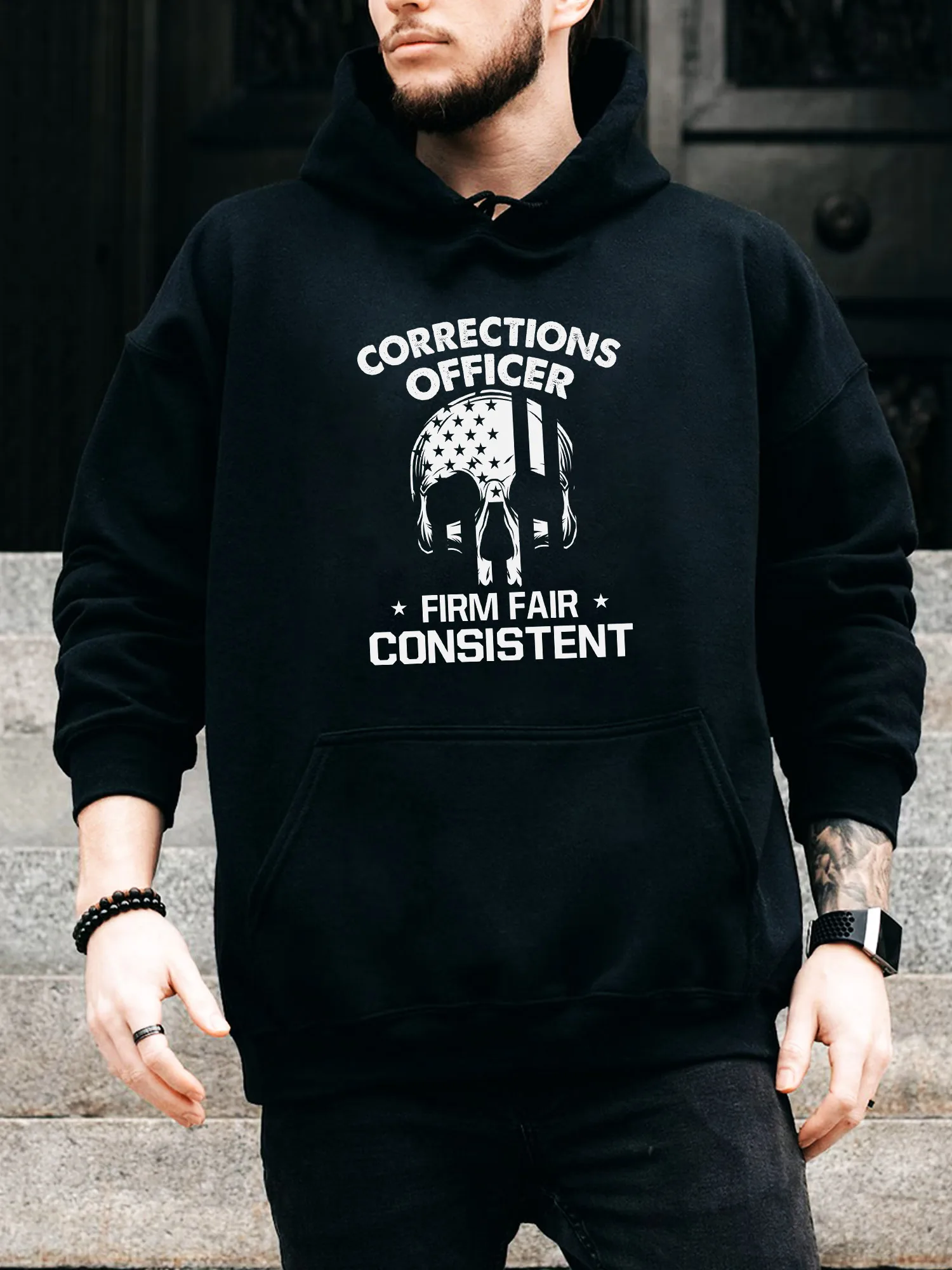 

Мужская толстовка с капюшоном на шнурке Corrections Officer Quote — повседневный удобный черный пуловер, осенне-зимняя толстовка с капюшоном