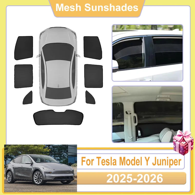 

For Tesla Model Y Juniper Accessories 2025 2026 Car Window Sun Shade Mesh Cover Anti UV Visors Heat light Shield Sunshade Baffle