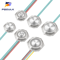 Ultra Short Push Button Switch Waterproof 16/19/22mm 12V 24V led light Momentary Self-reset Wiring Buttons without fixation