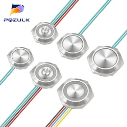 Ultra Short Push Button Switch Waterproof 16/19/22mm 12V 24V led light Momentary Self-reset Wiring Buttons without fixation