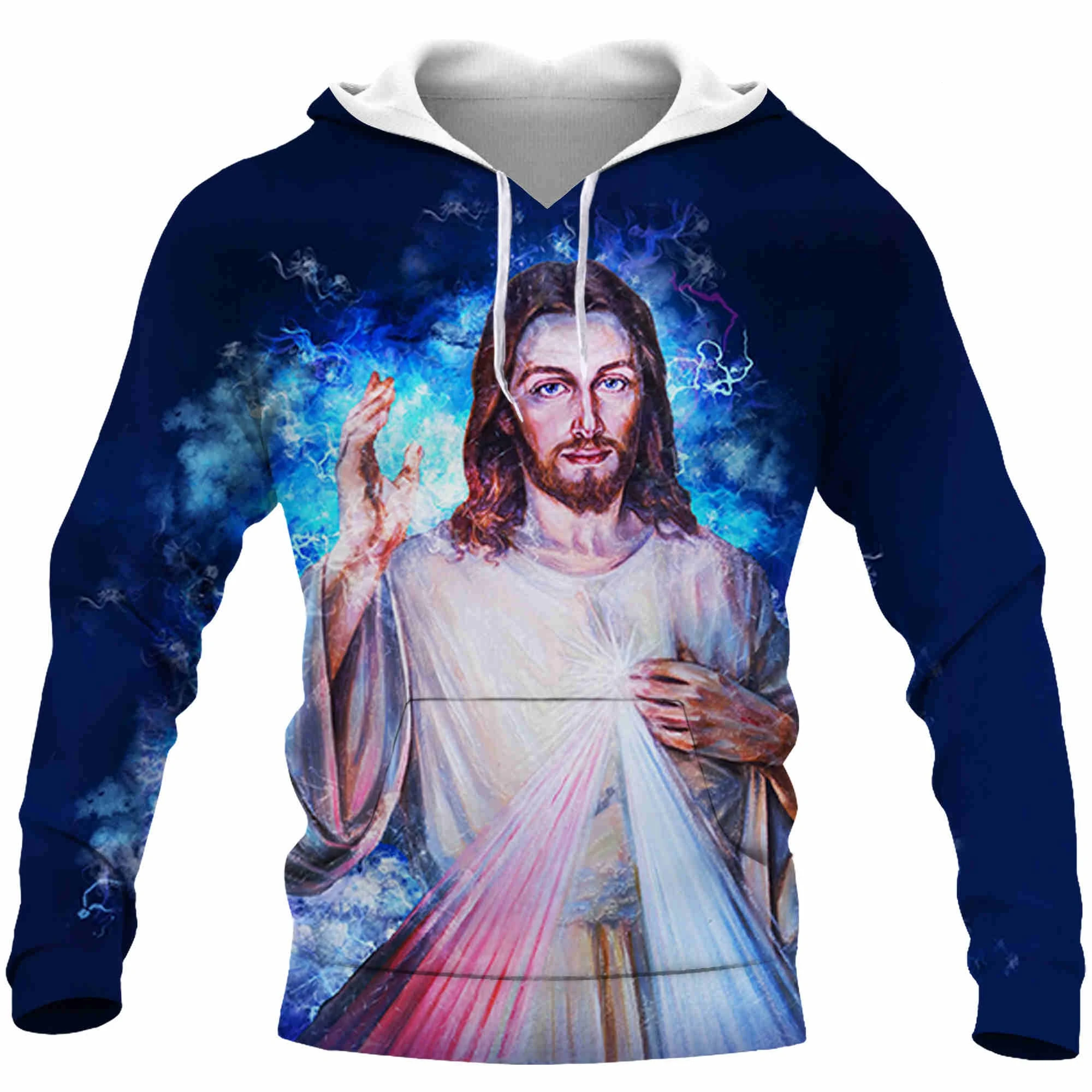 Jesus Men\'s Hoodie 3D Print Autumn Long Sleeve Fashion Hooded Pullover Sweatshirt Large Unisex Clothing Casual Hoodie For Men