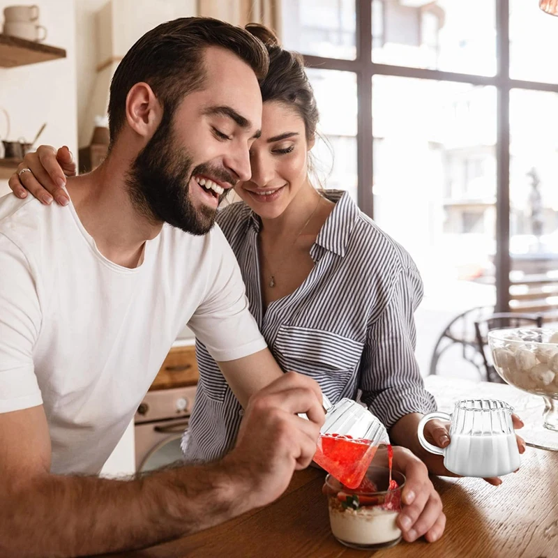 إبريق كريمر زجاجي على شكل موجة ، إبريق شاي زجاجي ، مزبد حليب وقهوة ، 2 way