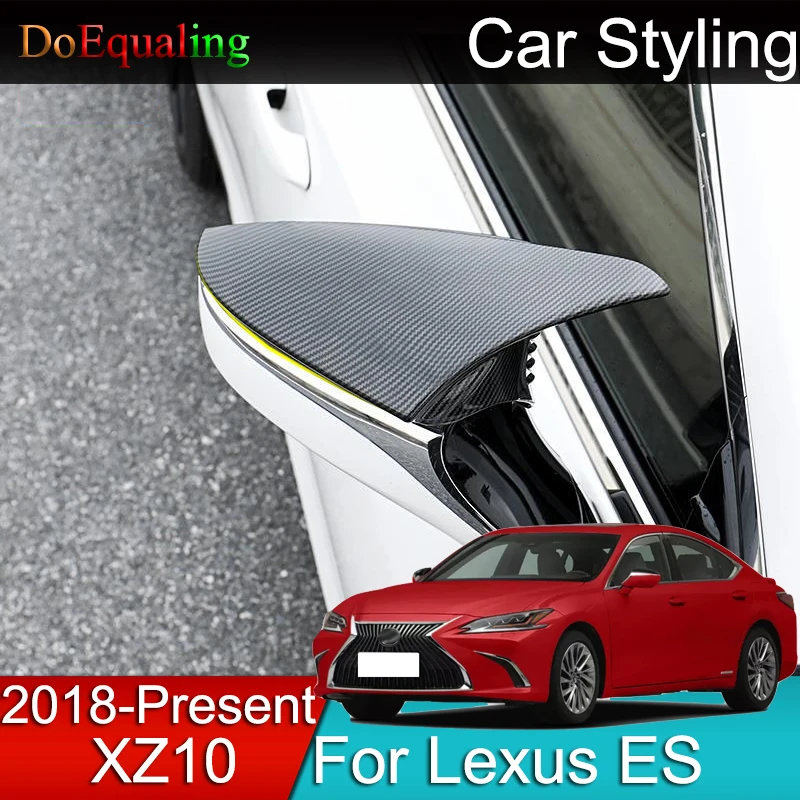 Car Rearview Mirror Cover Reversing Horn 2 Pcs/set Carbon Black for Lexus ES XZ10 2019 2020 2021 2022 Interior Accessories