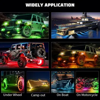 適用於越野車、RZR、SUV、ATV、UTV、吉普車的遙控APP控制RGB 3D透鏡LED底盤燈,霓虹燈效果,底盤下部照明燈。 10 最佳銷售 汽車底盤燈 - №8