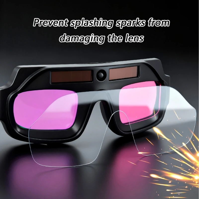 High Transparency Automatic Darkening Welding Helmet Goggles Solar Powered Comfort Fit for Protected in Welding Tasks