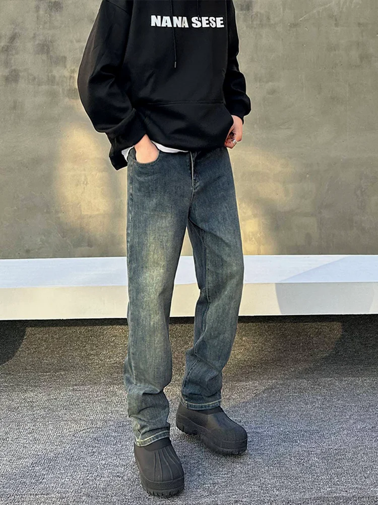

Мужские джинсы в стиле ретро в американском стиле High Street, джинсовые брюки, прямые брюки для спецодежды, тяжелые осенние модные прочные брюки