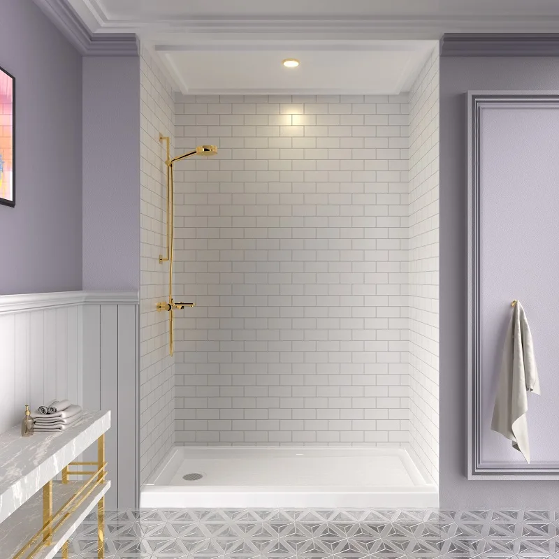 

High Quality Rectangle Bathroom Shower Pans Easy Installation Left Drain Shower Tray