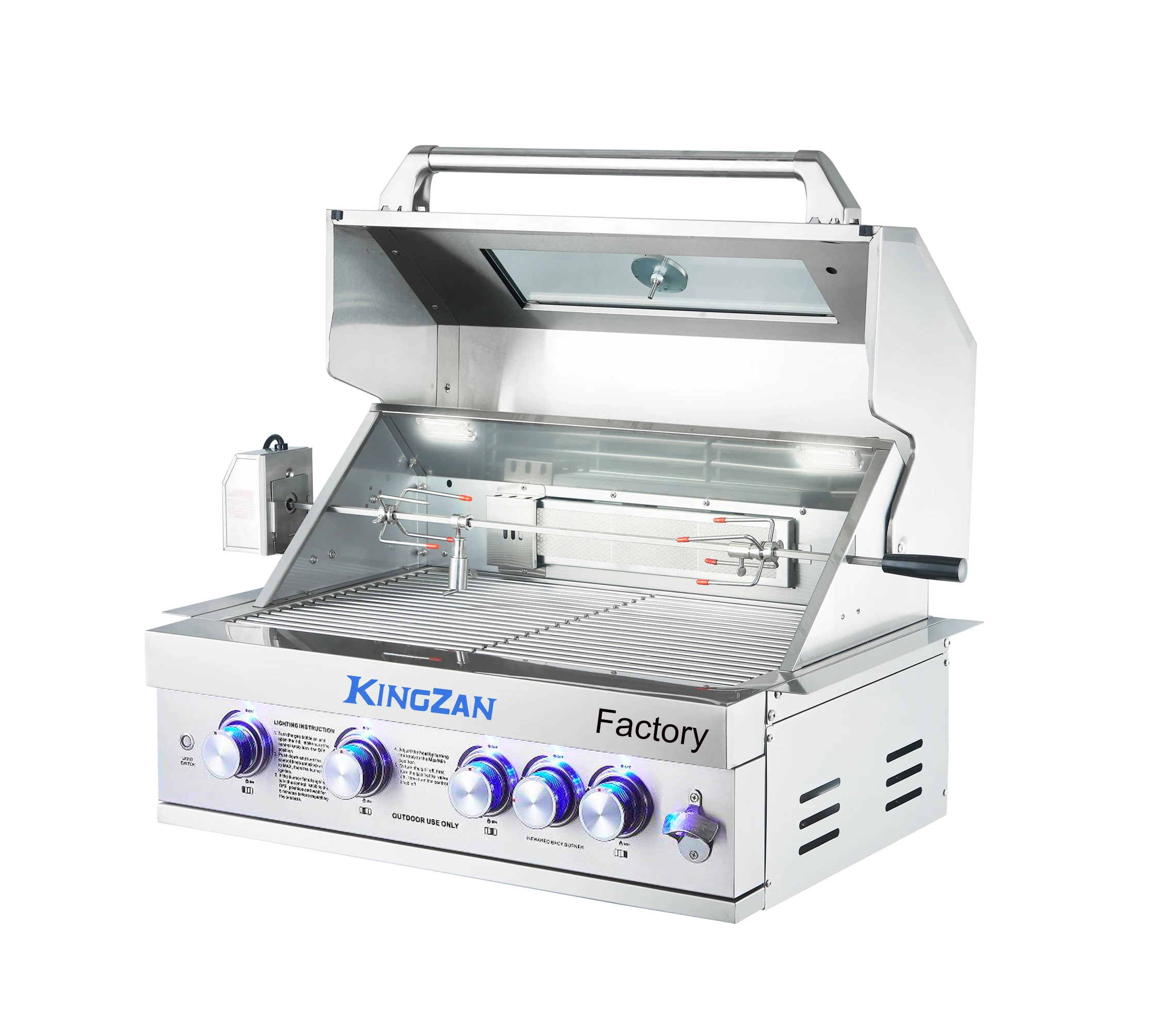 

Outdoor 304 Stainless Steel Wood Carbon Barbecue Grill Mobile Particle Smokeless Gas BBQ Grills With Motor DV