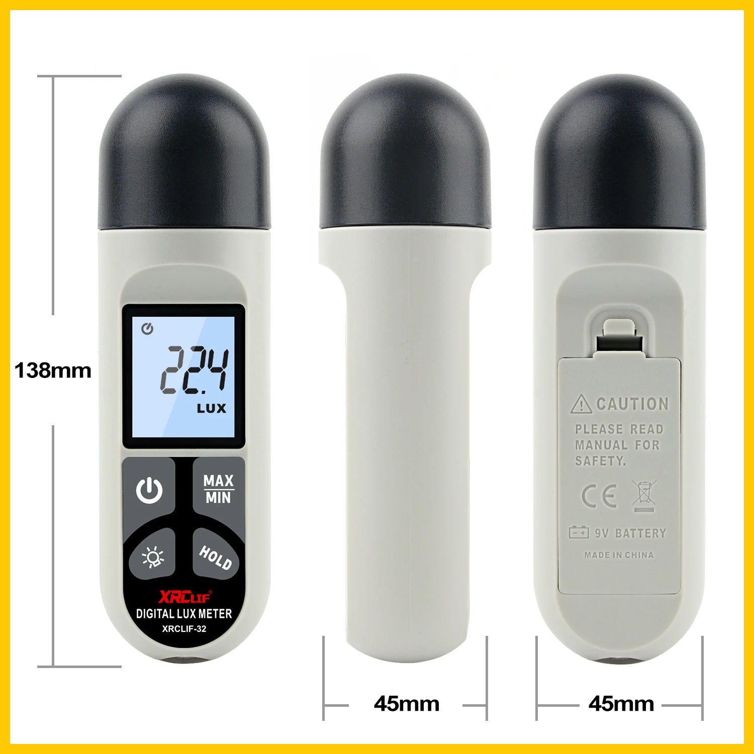 XRCLIF Lux Meter 0.1~200,000lux Light Meter Pocket luxometer Illuminometer Lux/Fc Photometer Enviromental Tester