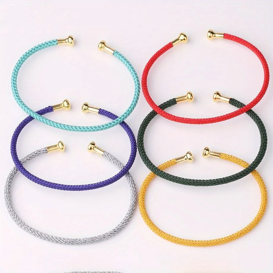 1pc Colorful Steel Wire Rope Copper Buckle Bracelet, Unisex Simple Fashion Daily Couple Jewelry