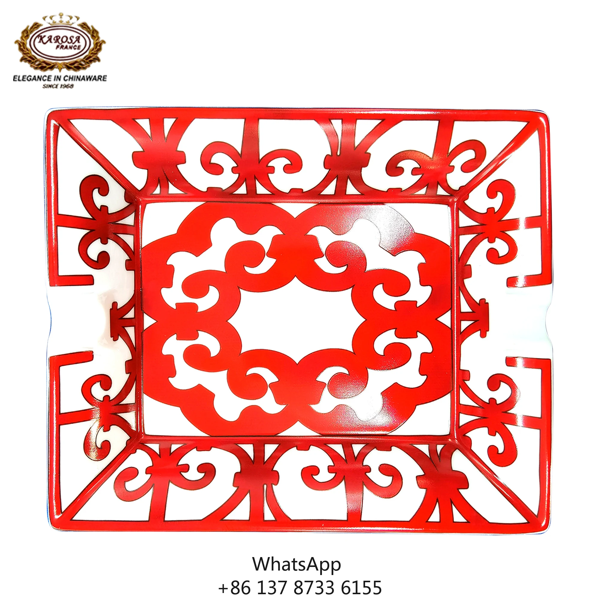 

High Quality Embossed Gold Porcelain Ashtray 19.5cm*15.5cm*4cm For Home Hotel And Banquet