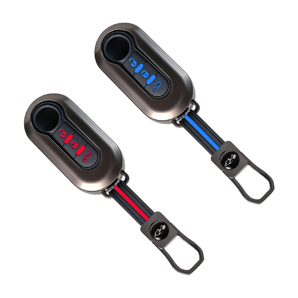 Zinc Alloy Silicone Car Remote Key Case Cover Shell Holder For Fiat Abarth 500 595 Spider Ducato Panda Tipo Bravo Accessories
