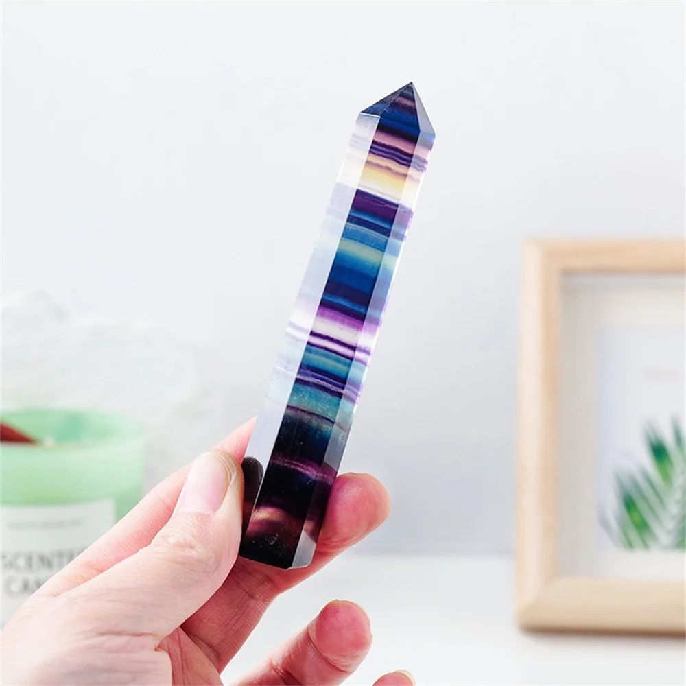 Natural Crystal  Colorful Fluorite Obelisk Healing Stone Natural Quartz Home Decor Reiki Polished Point Stone Decoration Crafts