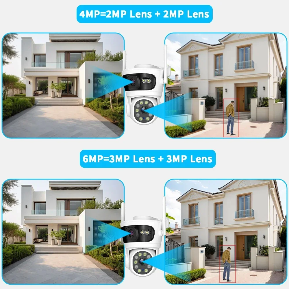 6MP cctv camera wifi PTZ Outdoor Dual Screens Human Detection Dual Lenses 6MP security protection IP Camera ip camera 6mp