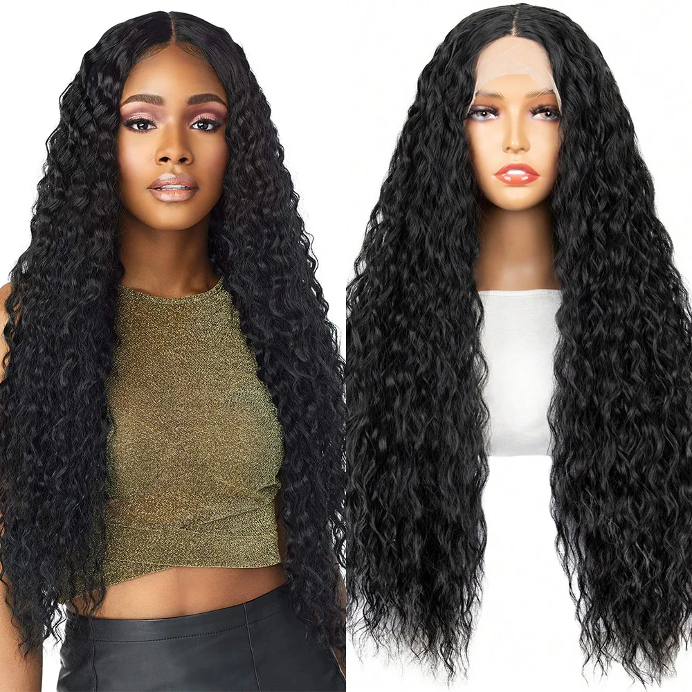 

Long Loose Curly Synthetic Wigs Deep Wave Lace Front Wig Heat Resistant for Women Synthetic 13x3 Free Part Wig for Daily Use