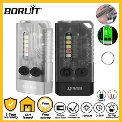 BORUiT V10 brelok do kluczy EDC 1000 lm potężna latarka LED typu C akumulatorowa lampa UV Tiki latarka wędkarska latarnia kempingowa