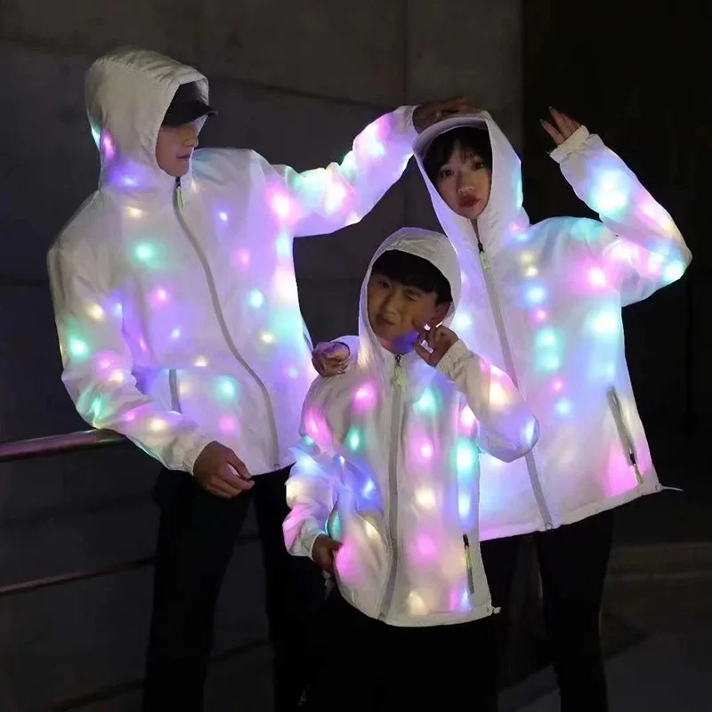 Led Lighs Waterproof Clothes Cool Night Running Props Led Light Up Rave Jacket Adult Kids Dance Performance Fancy Dress Flash