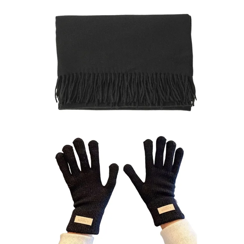 مجموعة هدايا شتوية مريحة - قفازات تعمل باللمس ووشاح من الكشمير المقلد، مجموعة دافئة للجنسين له #6