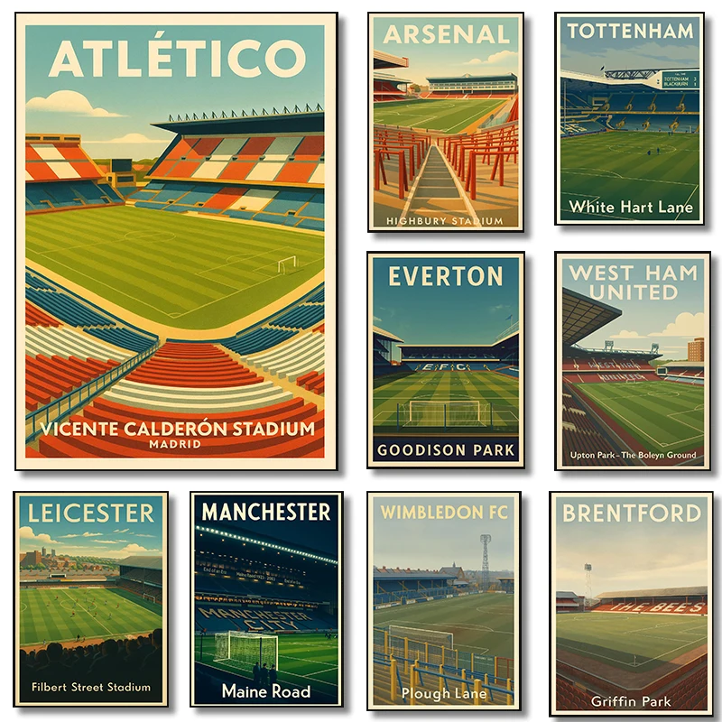 Vintage Forgotten Grounds Football Historic Stadium Posters Goodison Park Prints Canvas Painting Wall Pictures Home Room Decor