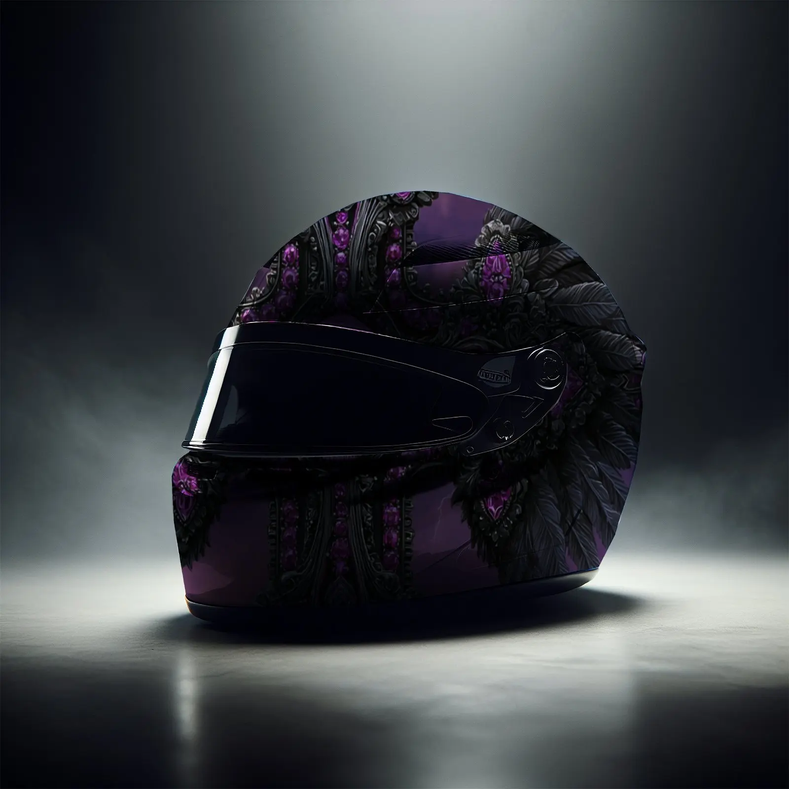 Mysterious Purple Skull Cross-Durable Waterproof PVC, Self-Adhesive Motorcycle Racing Helmet Decal, Perfect Gift for Motorcycle view 5