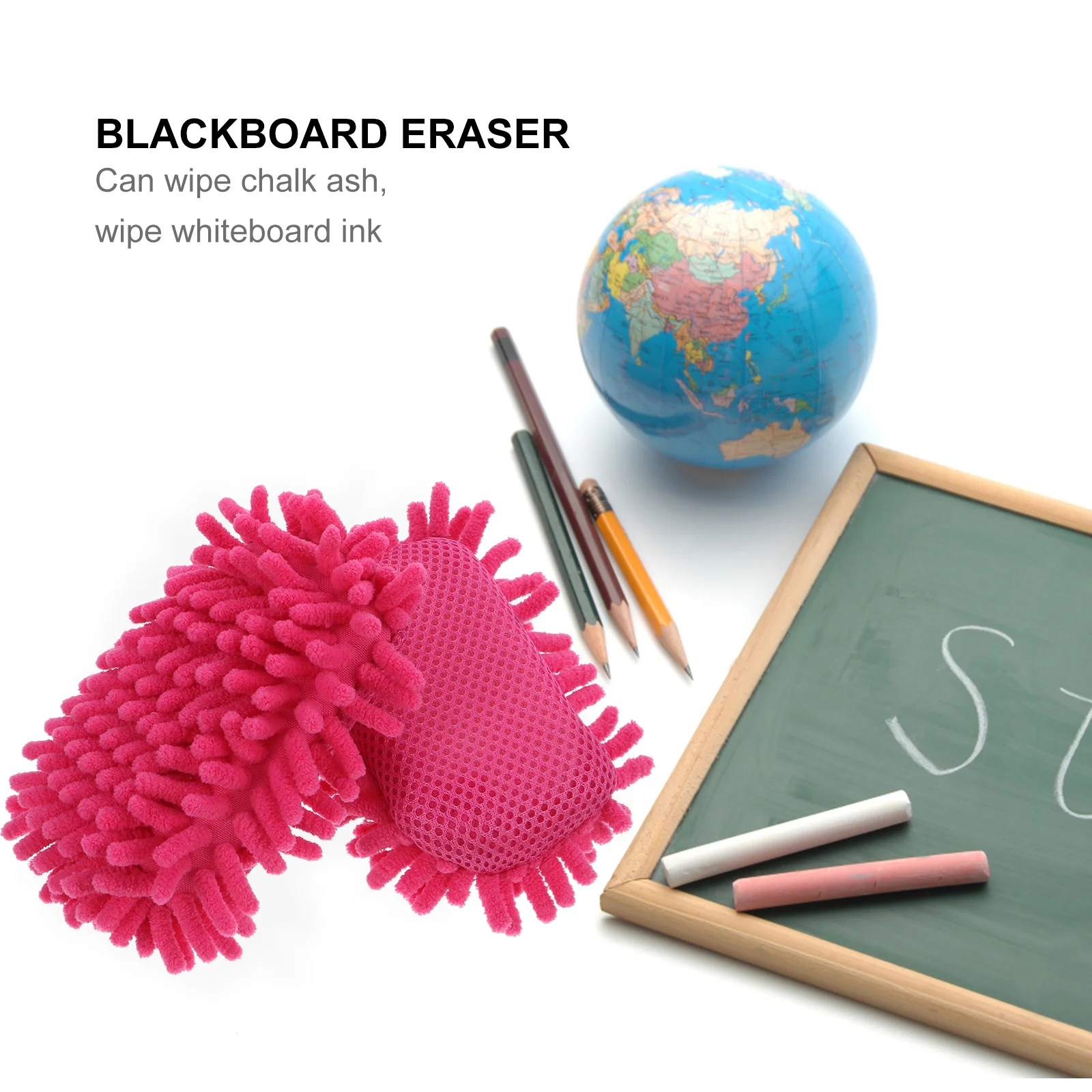 2 ชิ้นไวท์บอร์ดยางลบ Chenille กระดานดําทําความสะอาดผงซักฟอกโรงเรียนปฏิบัติ Chalkboard Wiper Blue Travel