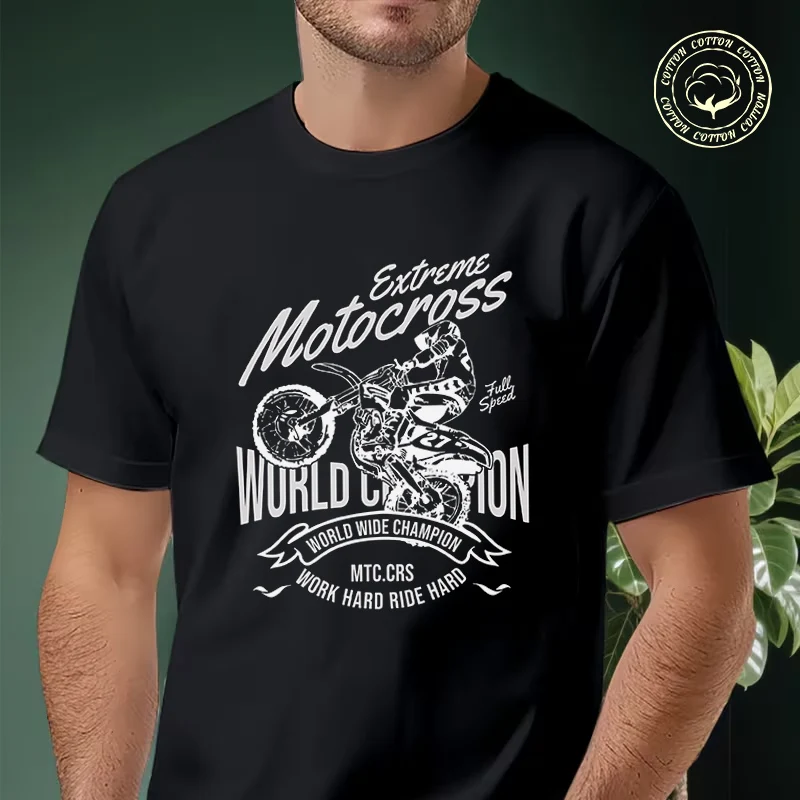 Camiseta de algodón informal 2026 con emblema de Motocross Extreme World Champion para hombre, ropa deportiva de verano para ciclismo y moto