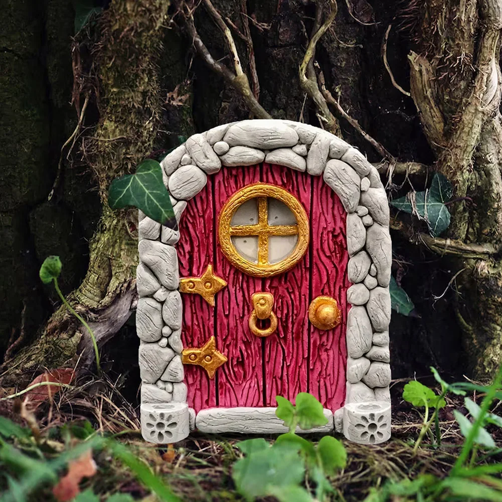 Miniature Pixie Elf Fairy Door Tree Garden Window Door Christmas Home Decorative Ornaments Figurines Art Sculpture Home