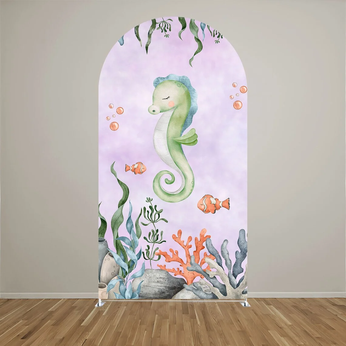Mocsicka 2-Sided غطاء قوس تحت الماء العالم الأخطبوط ديكورا خلفية استحمام الطفل قوس جدار الاطفال حفلة عيد ميلاد صور راية الدعامة